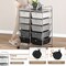 Costway 10-Drawer Storage Cart Utility Rolling Trolley Kitchen Office Organizer Black/Clear/Macaron/Grey/Black Gardient/Multicolor/Pink/RainbowithWhite/Hot Pink/Skin Pink/Purple
